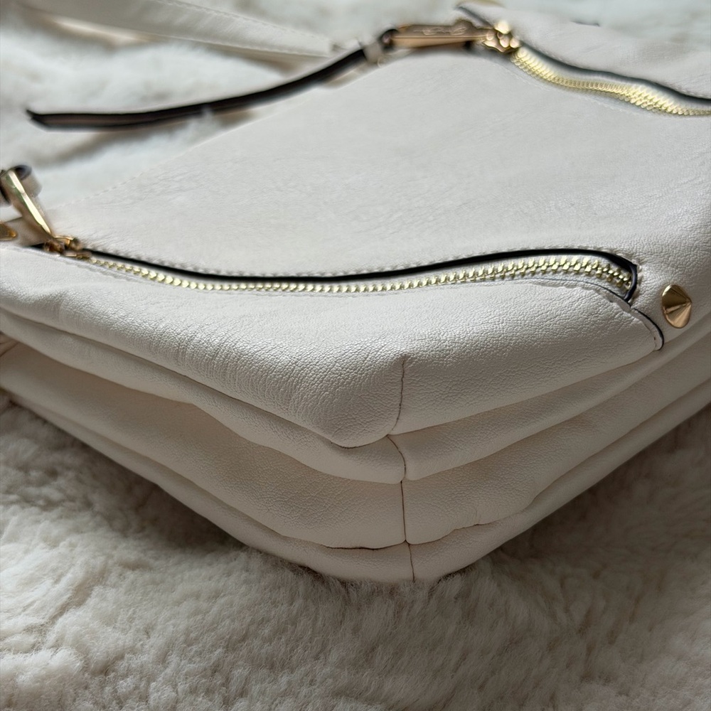 Jessica Simpson White Faux Leather Crossbody with Gold Chain Accents - Picture 5 of 15